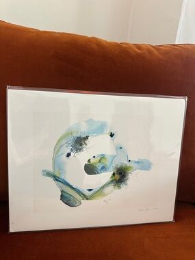 Abstract Watercolor Art Print in Blue and Green